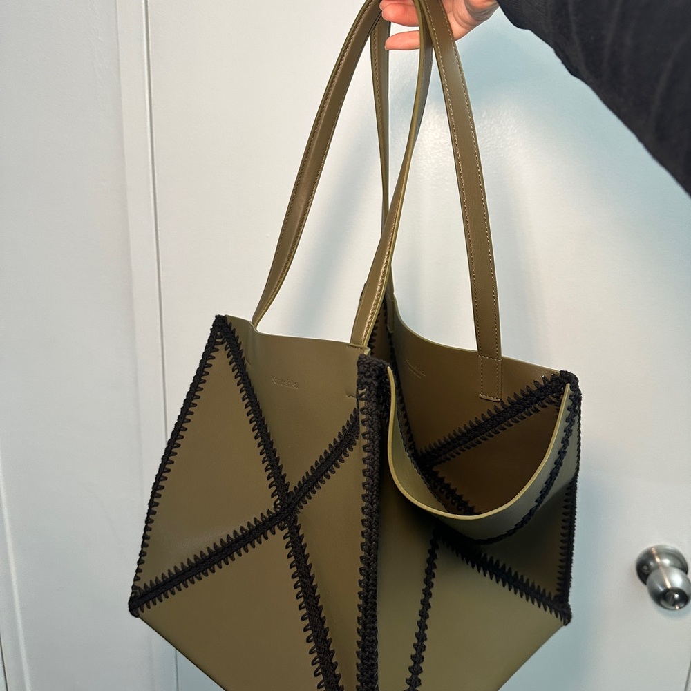 Nanushka Khaki & Black Origami Tote bag